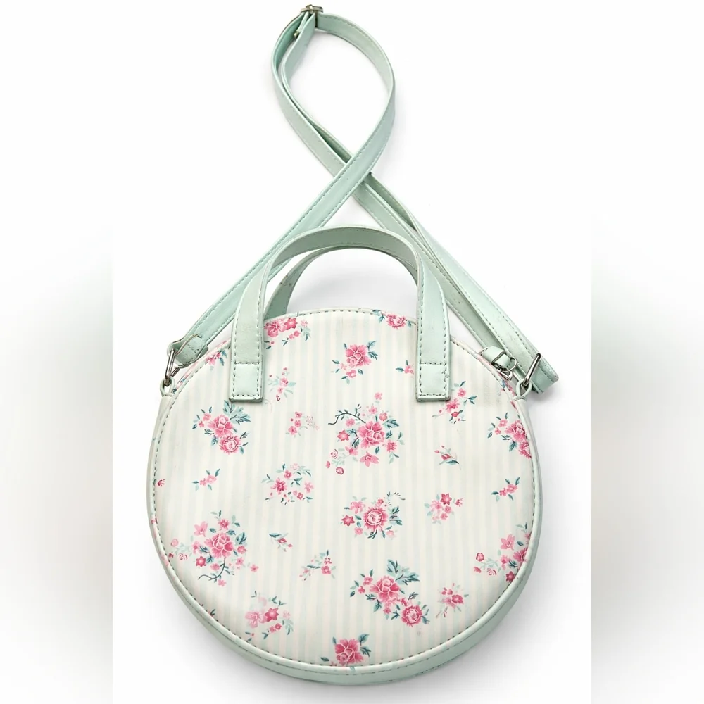 Round Floral Crossbody Bag Mint Pink Cottagecore Boutique NWOT - Picture 1 of 6